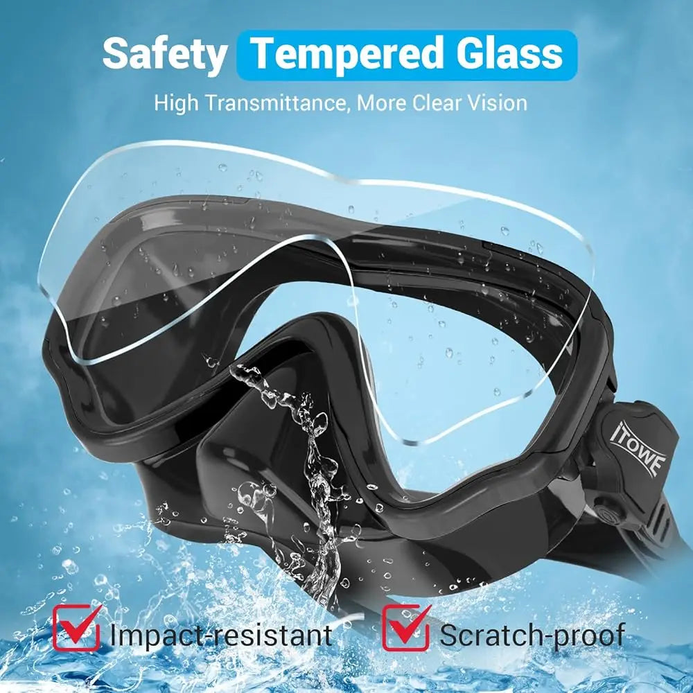Swim Goggles for Adult Men Women with Nose Cover, Tempered Glass 180°Clear View Swimming Mask Pool Water Diving Goggle