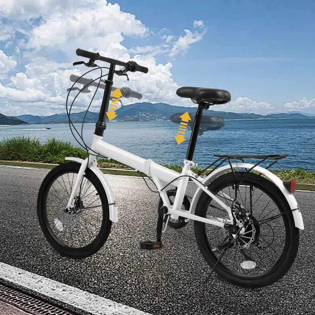 20 Inch Folding Bike 7 Speed Foldable Bicycle for Teens and Adults Lightweight City Commuter