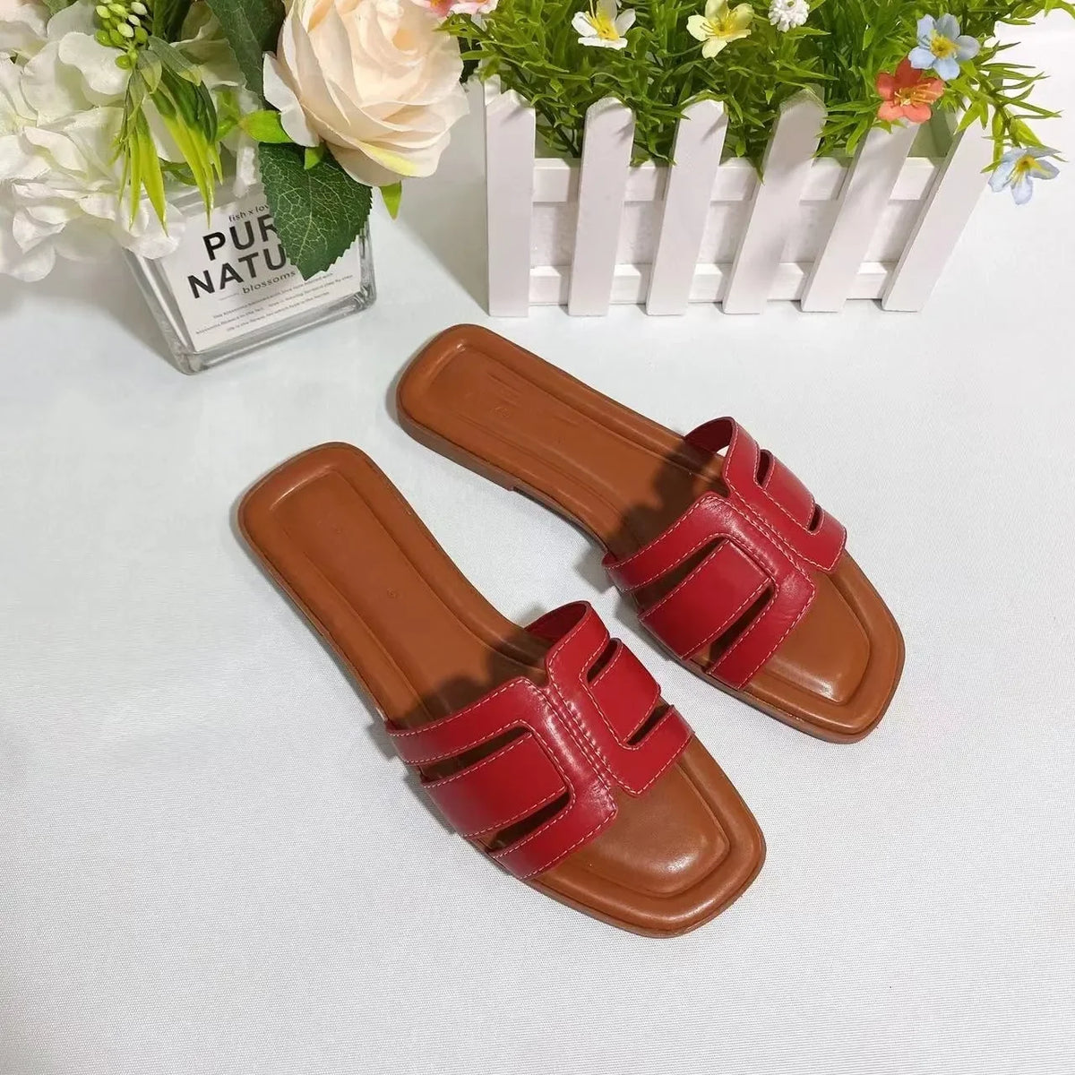 Designer Shoes Solid Color Square Toe Slippers Plus Size Outdoor Fashion Women's Shoes