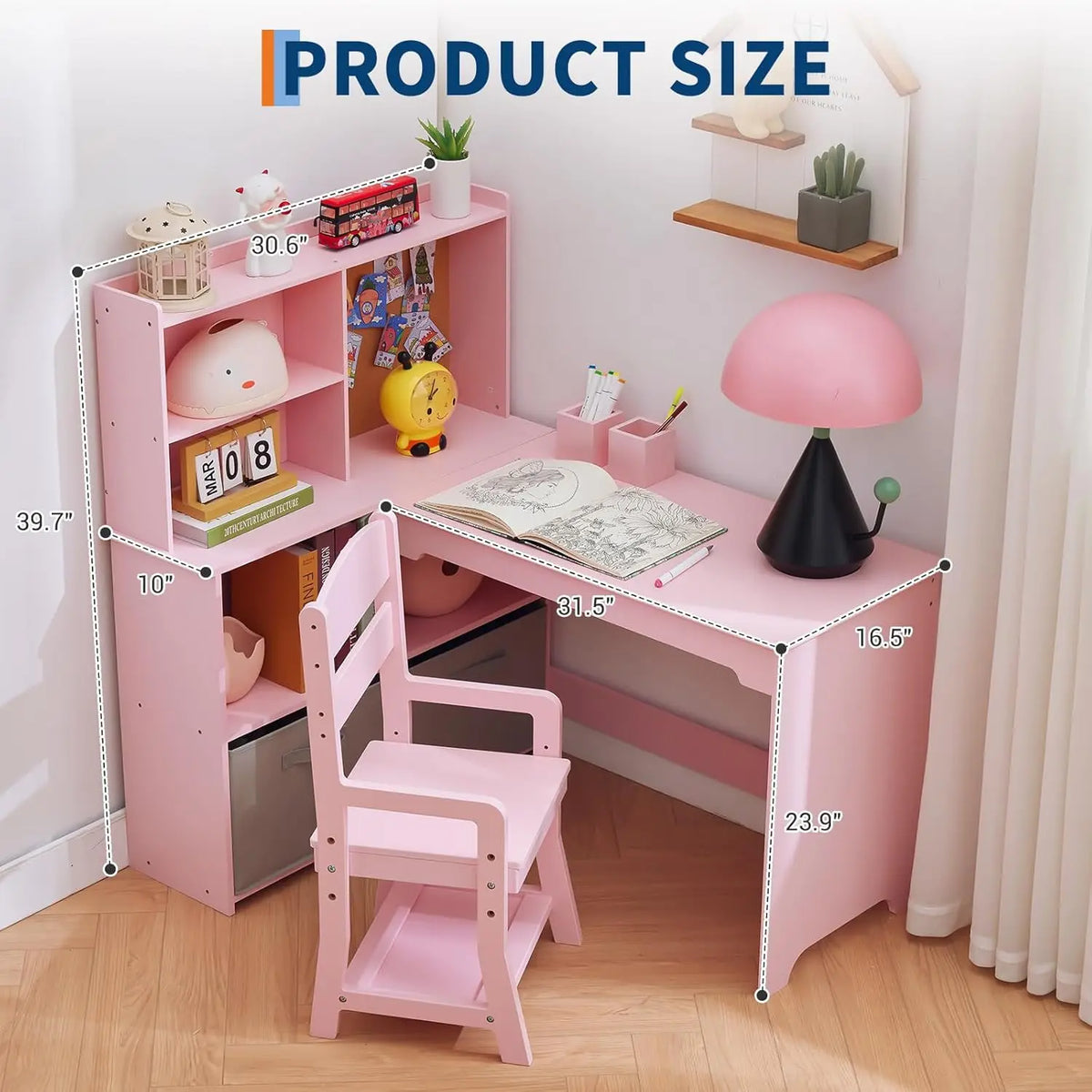 Kids Corner Desk L Shape Childrens Table Chair Set Study Furniture