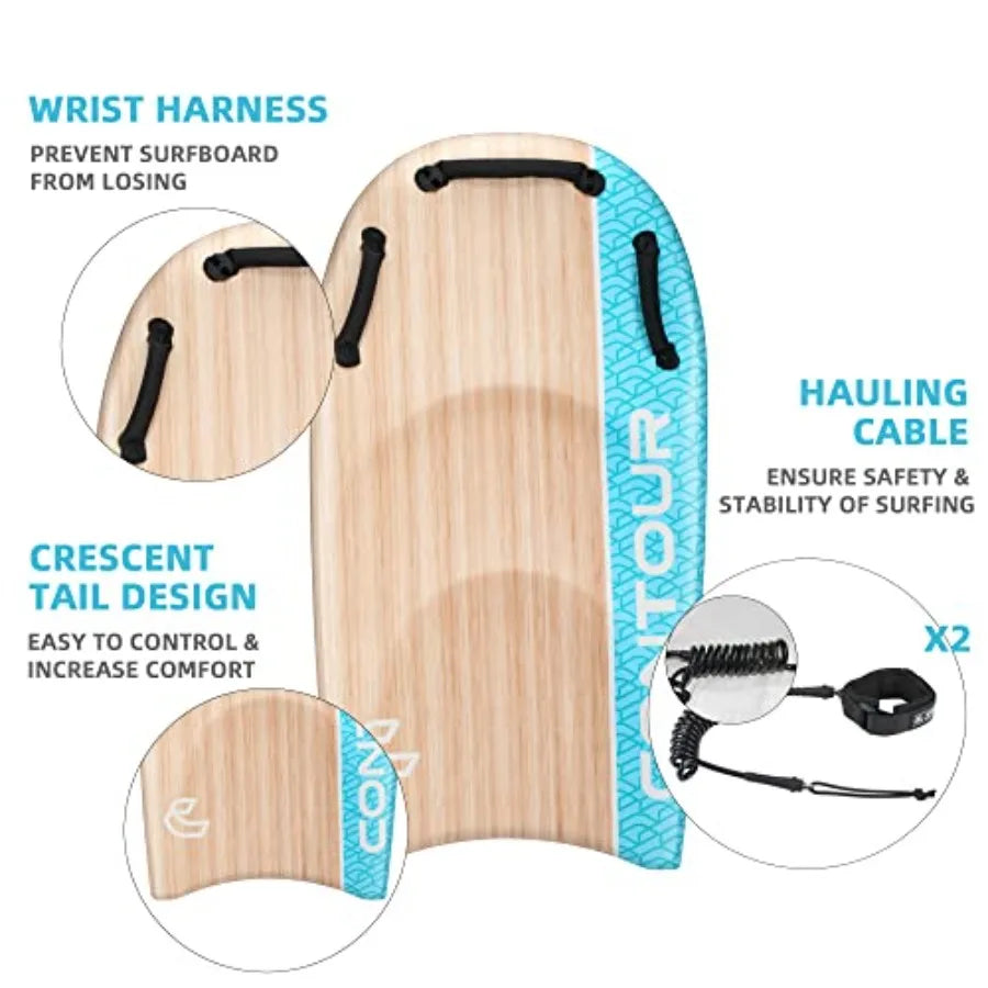 Contour Surf DuoSlider 45'' Body Board Bodyboards with Handles Surfboards for Two Person Parent-Child Surfing Bodyboard for Big