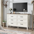 Dresser for Bedroom, 6 Drawers Dresser with Natural Texture, Wood Rustic Wide Chest for Bedroom, Hallway, Entryway, Antique Whit