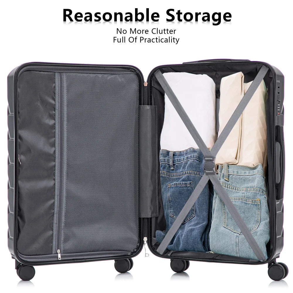 3 Piece Travel Luggage Set 20/24/28 Inch Spinner Wheels with Combination Lock Lightweight Hard Shell Suitcase