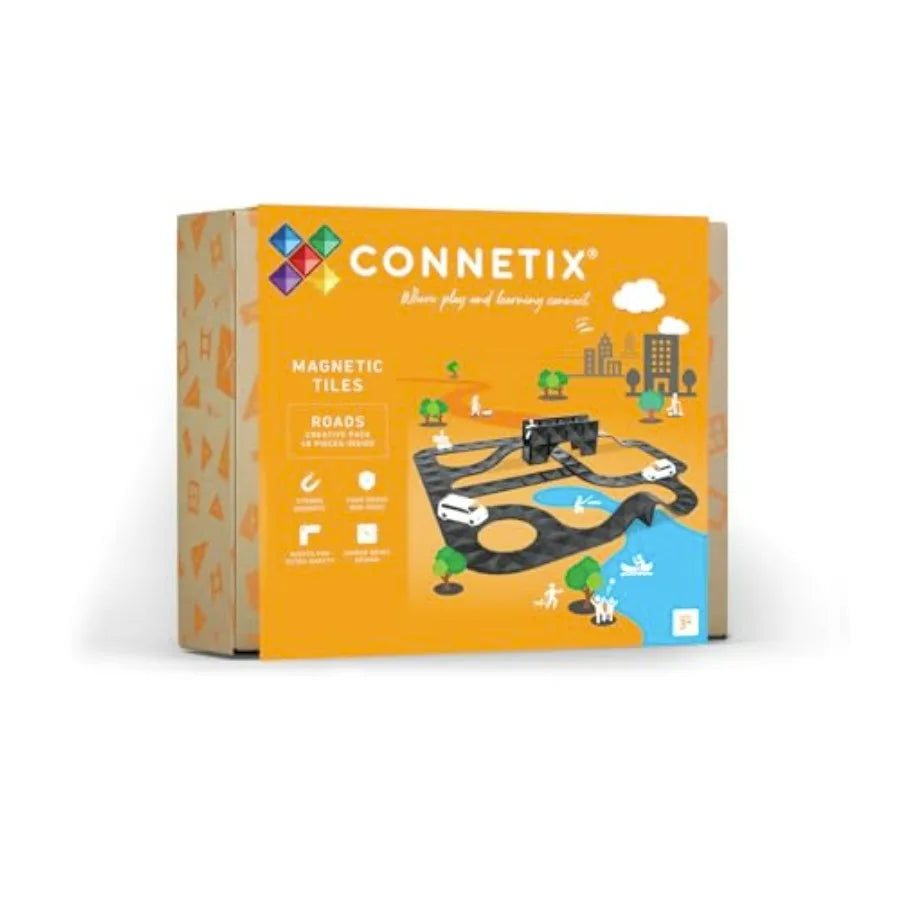 Connetix Magnetic Tiles Roads Creative Pack 48 Pieces Transparent Blue Interlocking Design for Building and Play