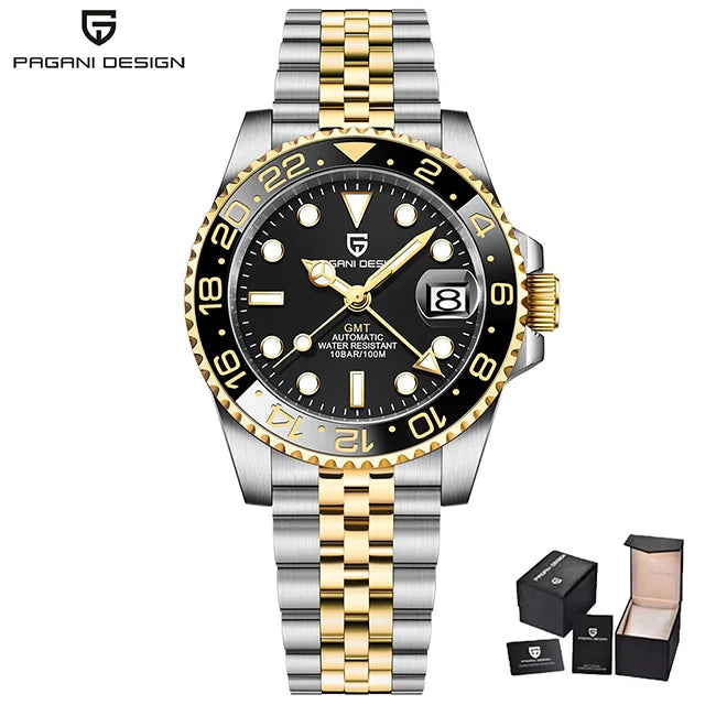 PAGANI DESIGN Gift Men's Watch GMT 40mm Mechanical Watch Top Brand Stainless Steel Waterproof Business Automatic Watches for Men