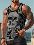 Men's Gothic Skull Print Sleeveless Tank Top - Casual Summer Wear