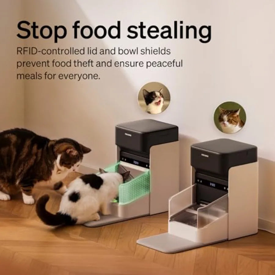 RFID Automatic Cat Feeder Collar Sensor-Activated Personalized Meals for Multi-Pet Homes 5G2.4G Wi-Fi Programmable Food Dispens