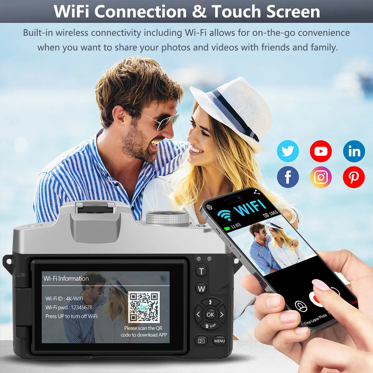 75MP Digital Camera for Photography & Video, 4K VloggingCamera with 3inch Touch Flip Screen &18X Digital Zoom, AutofocusCompact