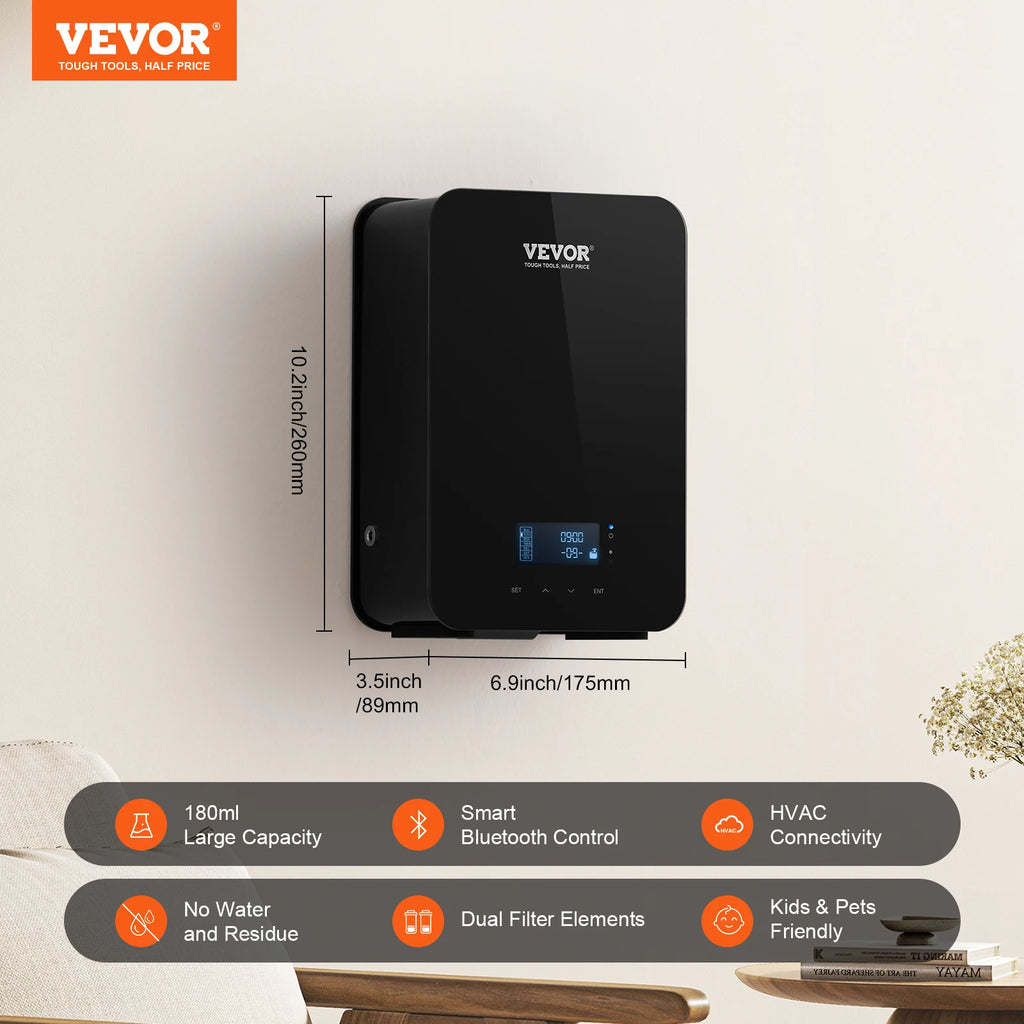 VEVOR Scent Air Machine 180/480/850ml Bluetooth Smart Essential Oil Diffuser Waterless HVAC for Home Office, Hotel
