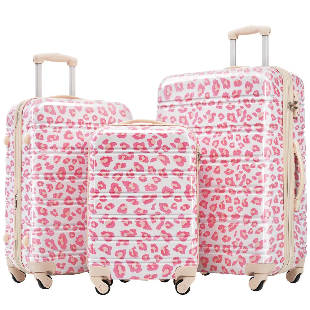 3 Piece Gradient Color Hardshell Luggage Set Expandable with Spinner Wheels TSA Lock Lightweight 20/24/28 Inch