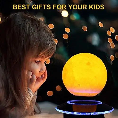 Floating Moon Lamp with 16 Color LED Lights, Spins in Air for Home Office Decor and Unique Gifts