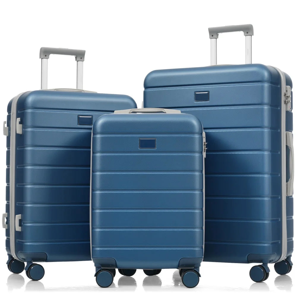 Durable Premium ABS 3 Piece Luggage Set 20/24/28 Inch TSA Lock 360° Spinner Wheels Travel Suitcase for Trip