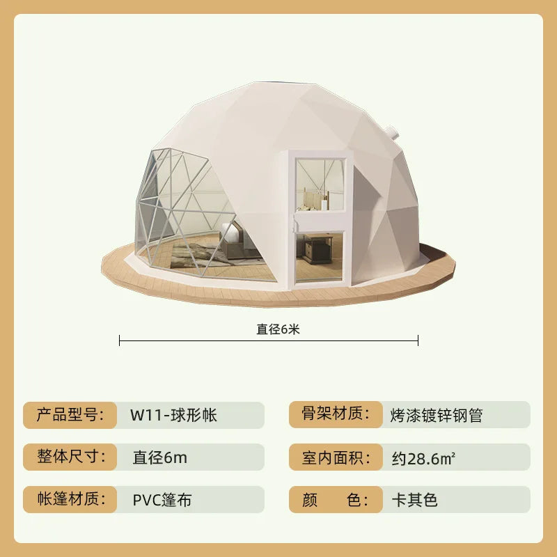 Luxury Pvc Geodesic Dome Hotel Glamping Tent House Desert Round Dome Tent Coody Starry Sky Dome Tent for Camping