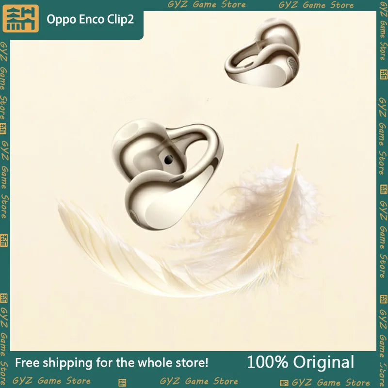 Oppo Enco Clip2 Open Ear Wireless Bluetooth Earphones Ear Jewelry 5.2 Grams Ultra Light Gold Plated All Day Comfort Adults