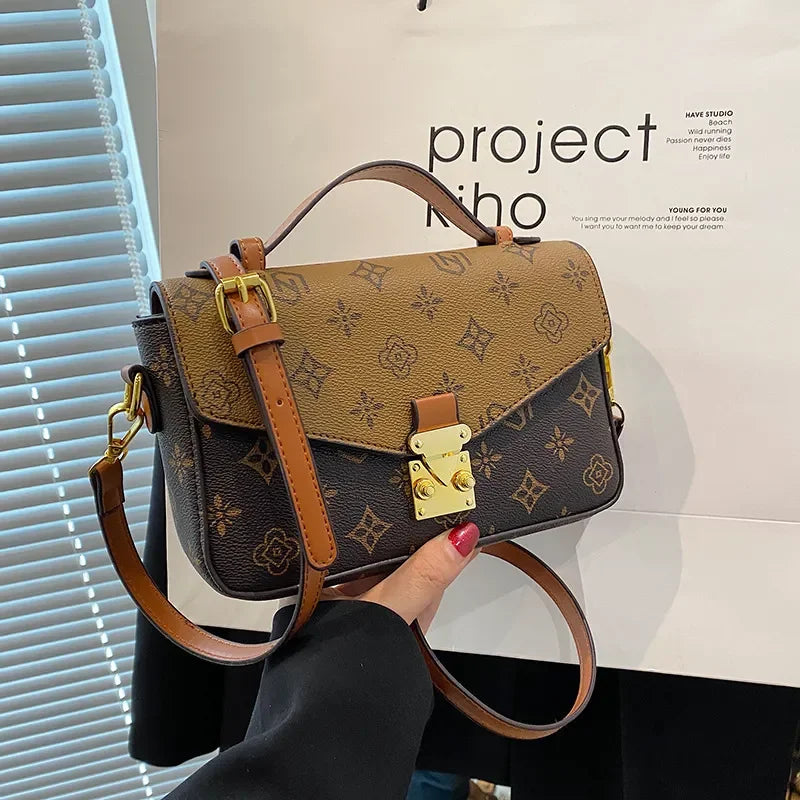 DesignerCurated Square Bag Women's Crossbody Purse  Artistic Floral Print Shoulder & Top Handle Bag with Textured Vegan Leather