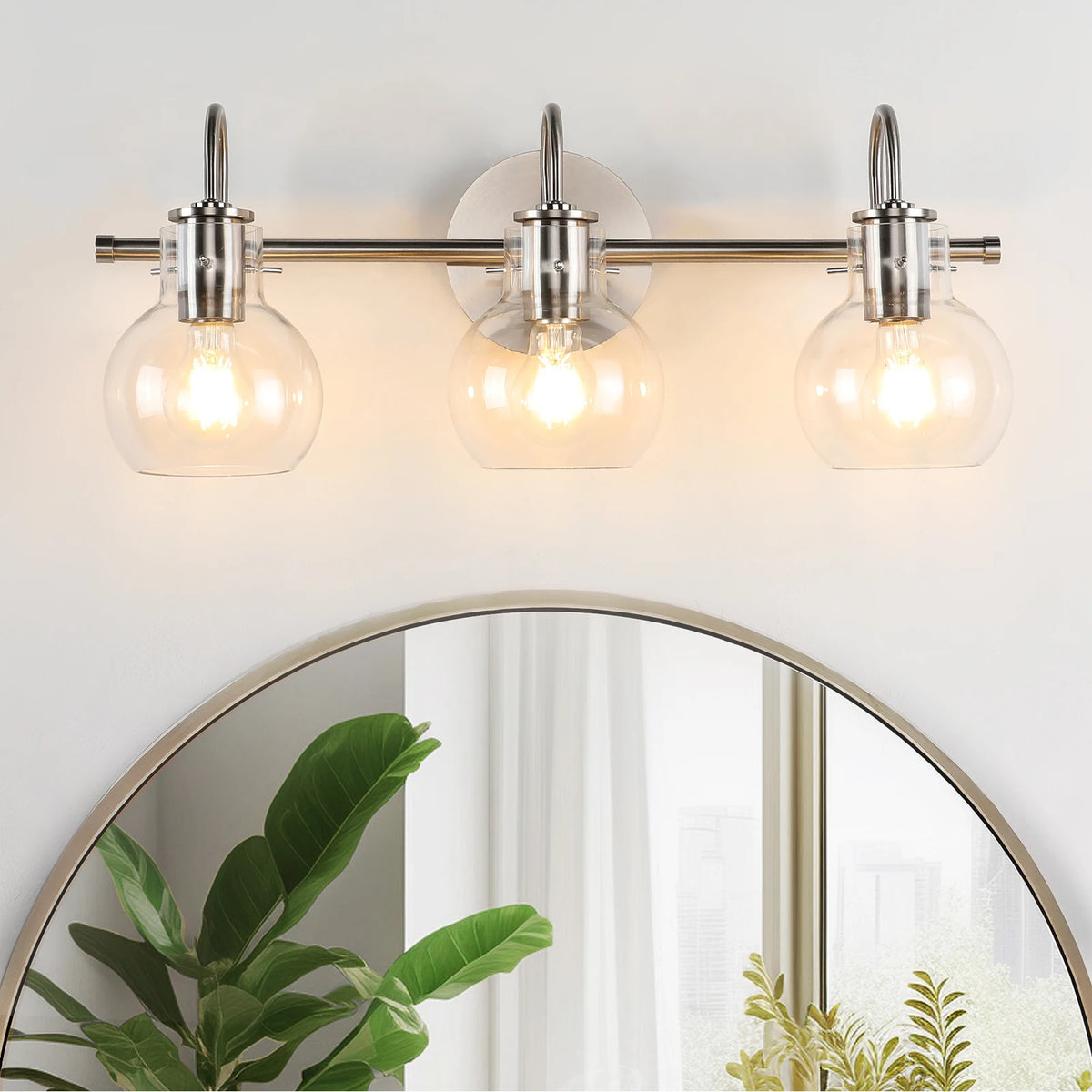 Modern Minimalist Vanity Lamp And Bathroom Wall Sconce With A Spherical Glass Shade – Ideal For Powder Rooms And Dressing Rooms