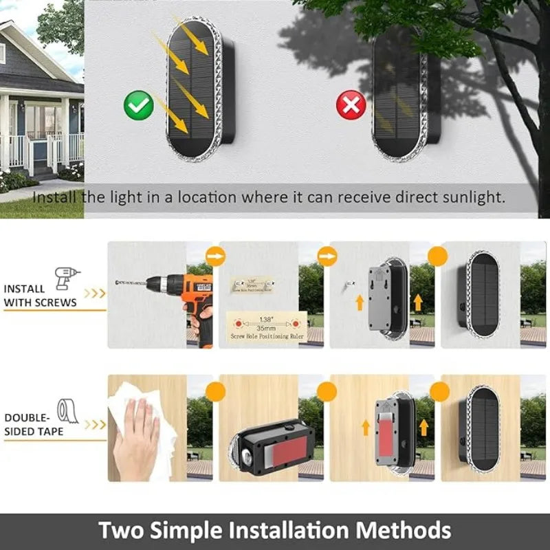 IP65 Waterproof Solar Fence Lights - 3000/4000/6000K 3 Modes for Backyard/Garden/Patio/Garage and Wall Decoration (8 Pack)