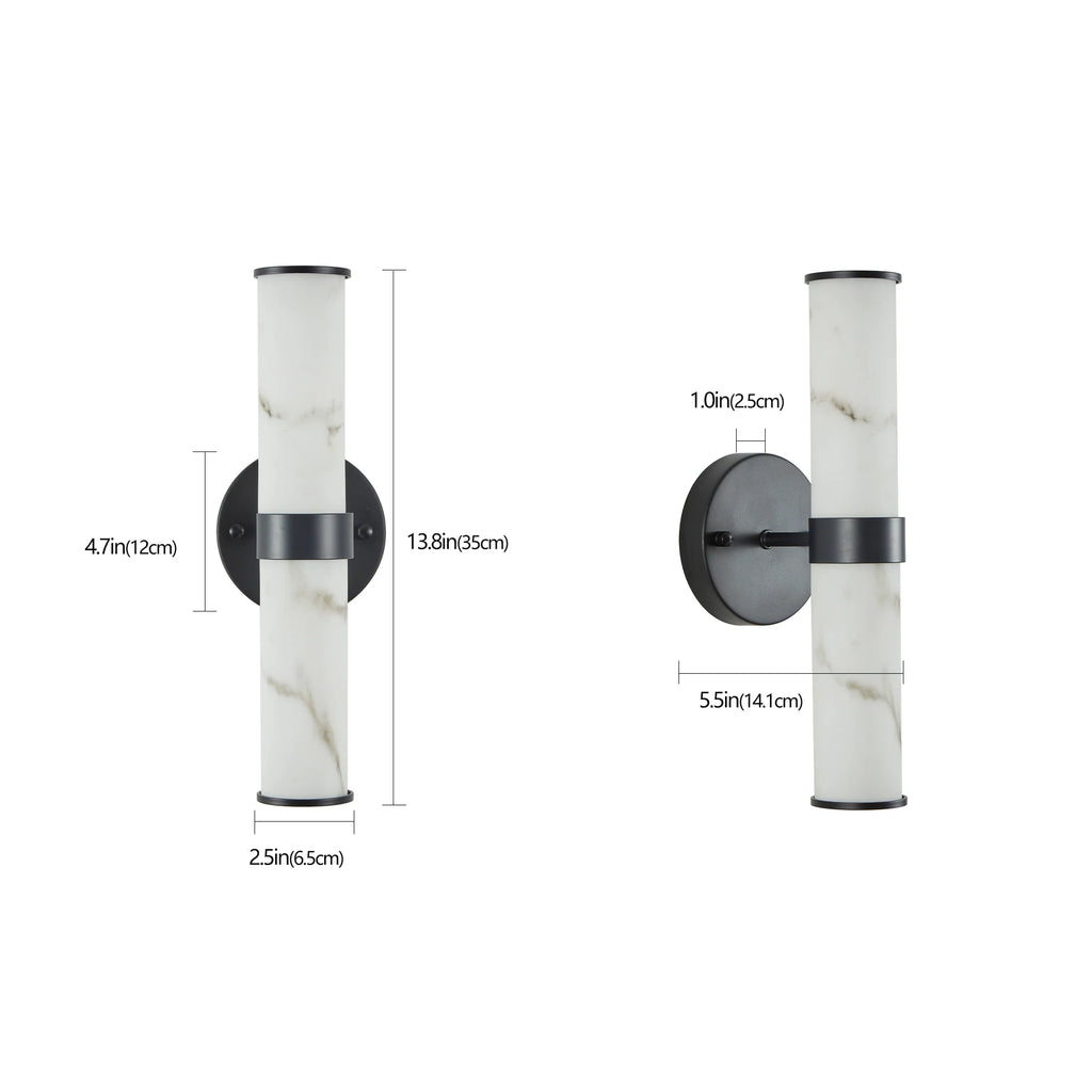 Modern Minimalist Black Painted Wall Lamp Iron Resin Wall Sconce for Living Room Bedroom Bedside Bathroom Vanity Light,2-piece