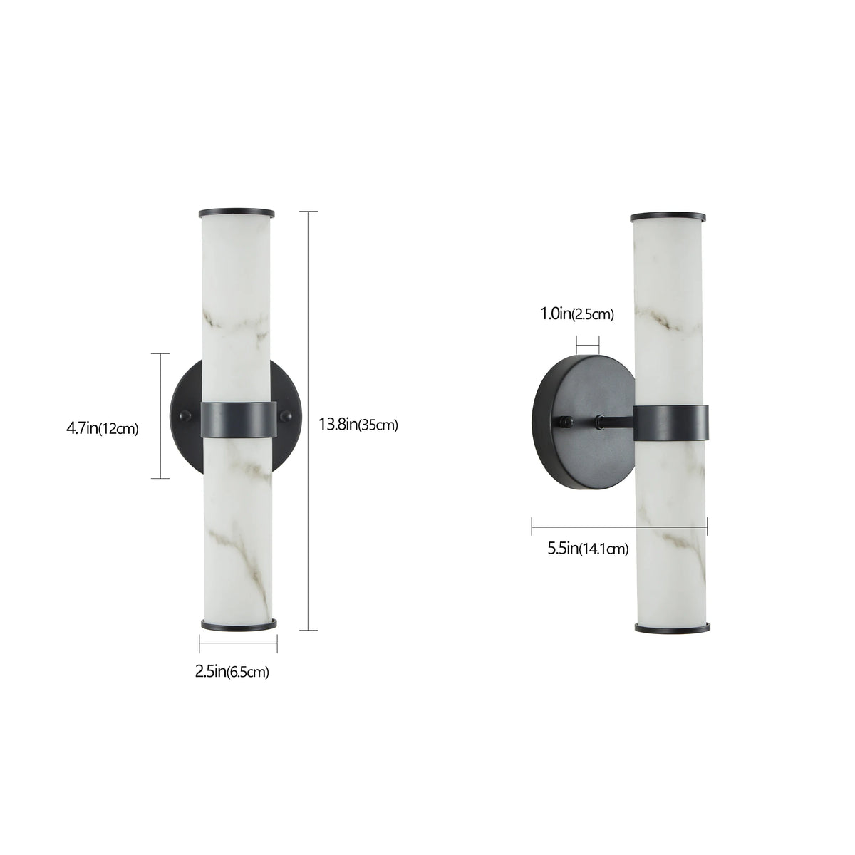 Modern Minimalist Black Painted Wall Lamp Iron Resin Wall Sconce for Living Room Bedroom Bedside Bathroom Vanity Light,2-piece