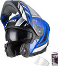 Modular Motorcycle Helmets Fiberglass Full Face Motorcycle Helmet Flip Up for Touring DOT Certified Release Sun Visor Removable