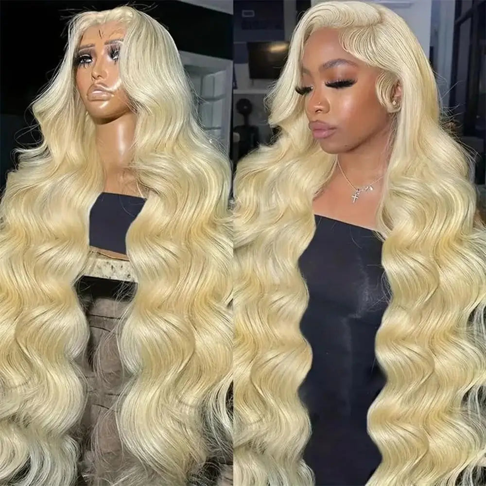 Lemoda 613 13x4 Full Lace Frontal Human Hair Wig 200 Density Body Wave HD Transparent Lace Wig Pre Plucked 15A Virgin Blonde