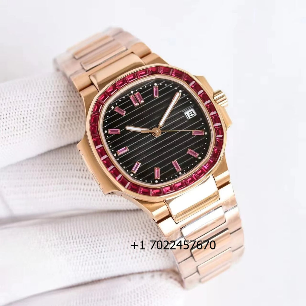 Custom Luxury Sport Diver High Quality Stainless Steel Ruby Drill Ring Automatic Mechanical Watch Luminous Calendar Chronograph