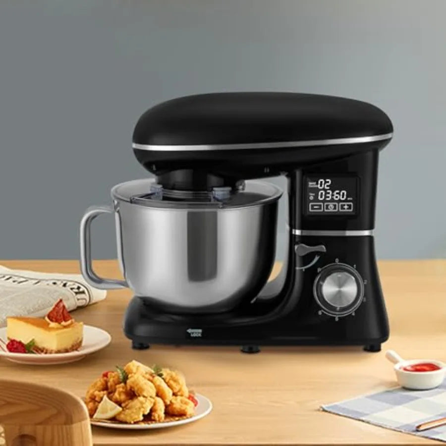1350W Kitchen Electric Mixer with LCD Display,6.5Qt Dough Machine,6+1 Speeds Food Mixer,Pulse Function,Overheating Protection,Wh