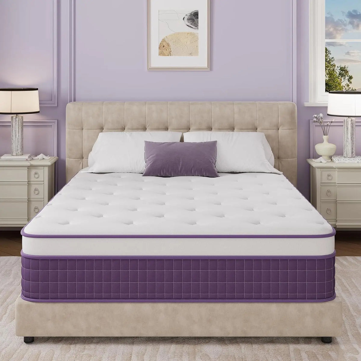 12 inch Cooling Gel Memory Foam Hybrid Pocket Spring Mattress Medium Firm Pressure Relief CertiPUR-US Queen Size Bed Customized