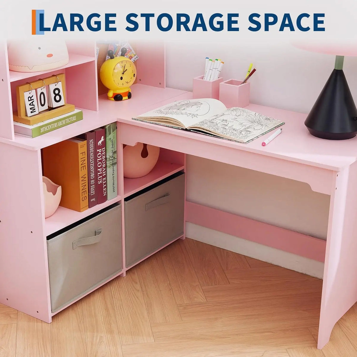 Kids Corner Desk L Shape Childrens Table Chair Set Study Furniture