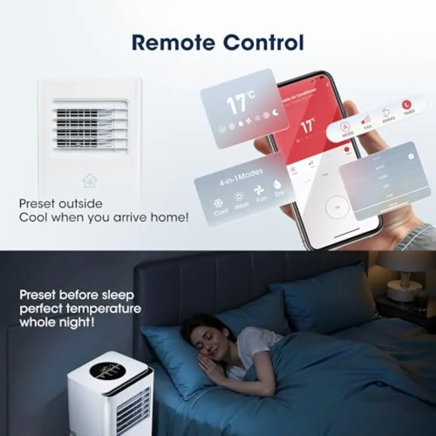 10000BTU Portable Air Conditioner Smart AC Unit with App Remote Control 4-in-1 Cooling Heating Dehumidifier Fan for Rooms up to