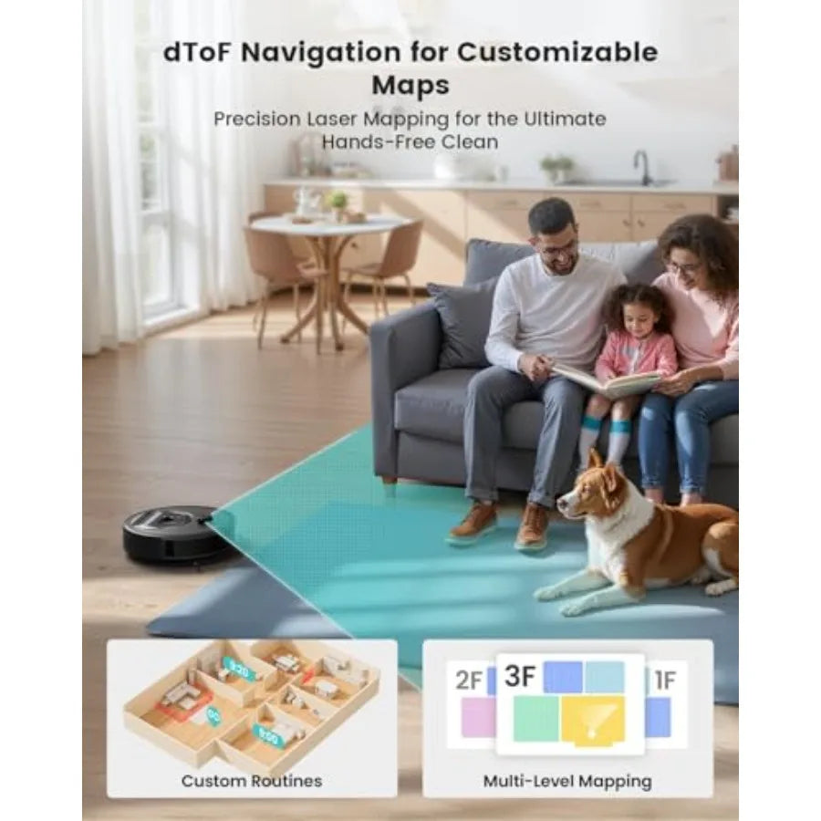 LiDAR Robot Vacuum and Mop 450ml Visible Dustbin with Upgraded 190 PSD Obstacle Avoidance for Pet Hair Carpets Multi-Floor Mapp
