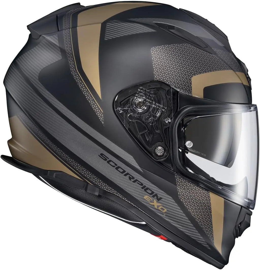 Ryzer Full Face Motorcycle Helmet with Pinlock Ready Shield with Integrated Speaker Pockets DOT ECE Approved Evolution (Gold-Lar