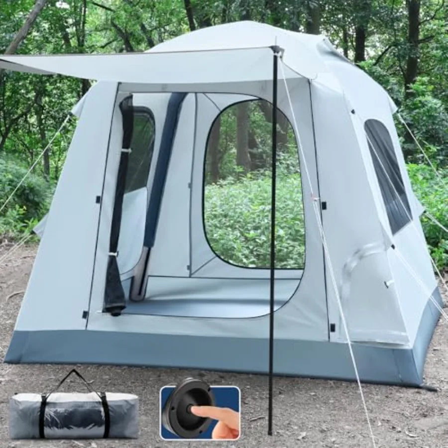 3-4 Person Automatic Inflatable Camping Tent Glamping Outdoor 4 Season Air Blow Up Tent with Rainfly Windproof Quick Setup Dura