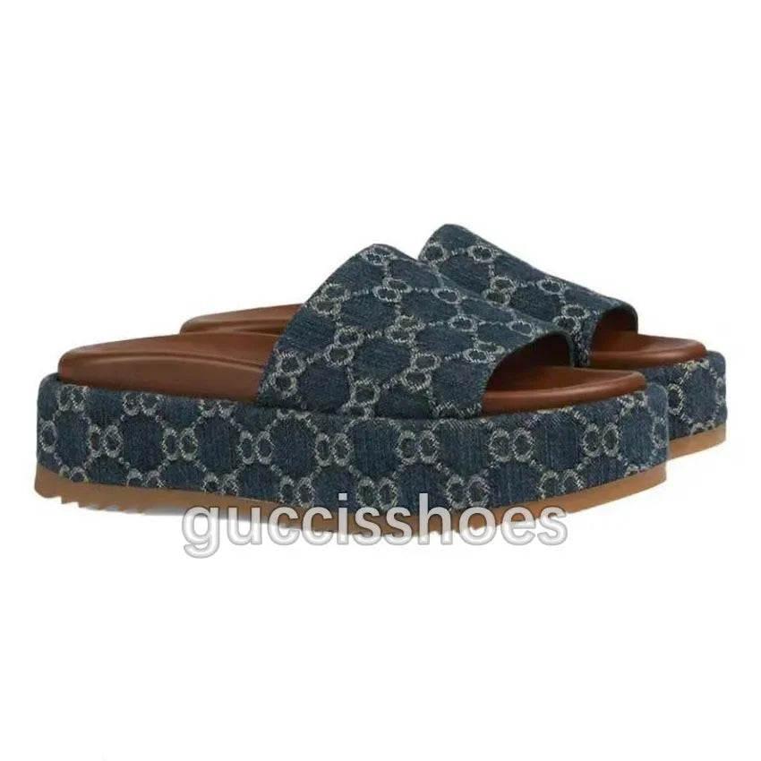 Classic Designer Womens Sandals Mens Slippers Summer Slide Flip Flops Luxury Flat Thick Bottom Printed Jelly Rubber Leather Wome