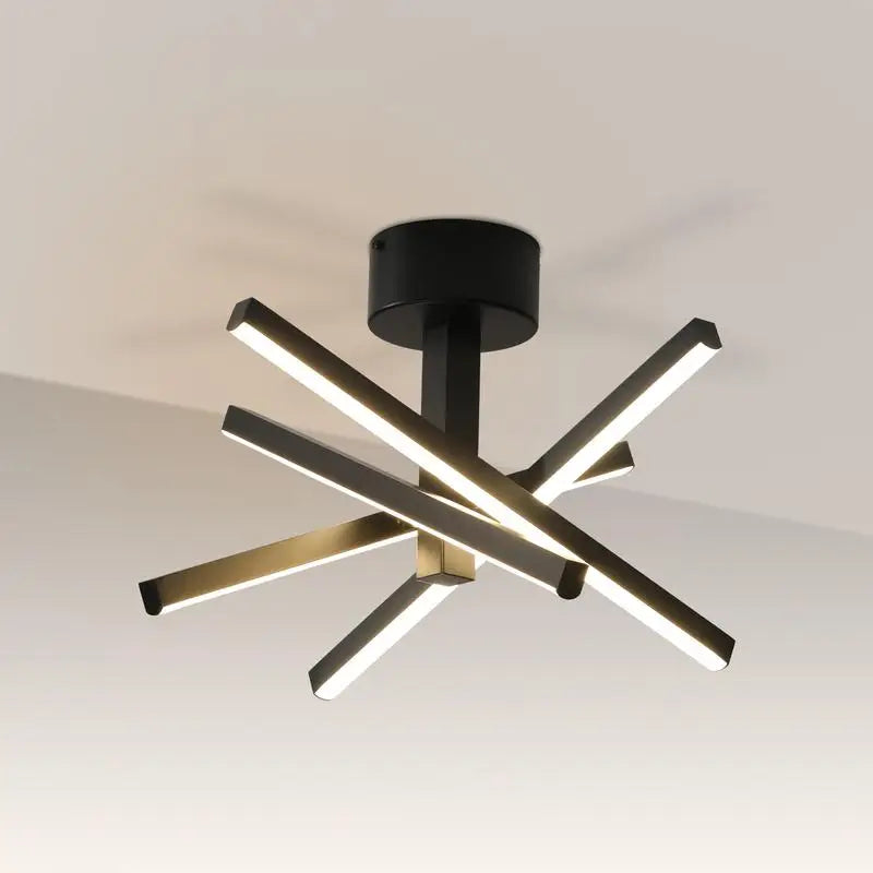 12" Modern LED Ceiling Light, Geometric Starburst Design, Black Finish for Living Room, Bedroom, Hallways, Energy-Efficient