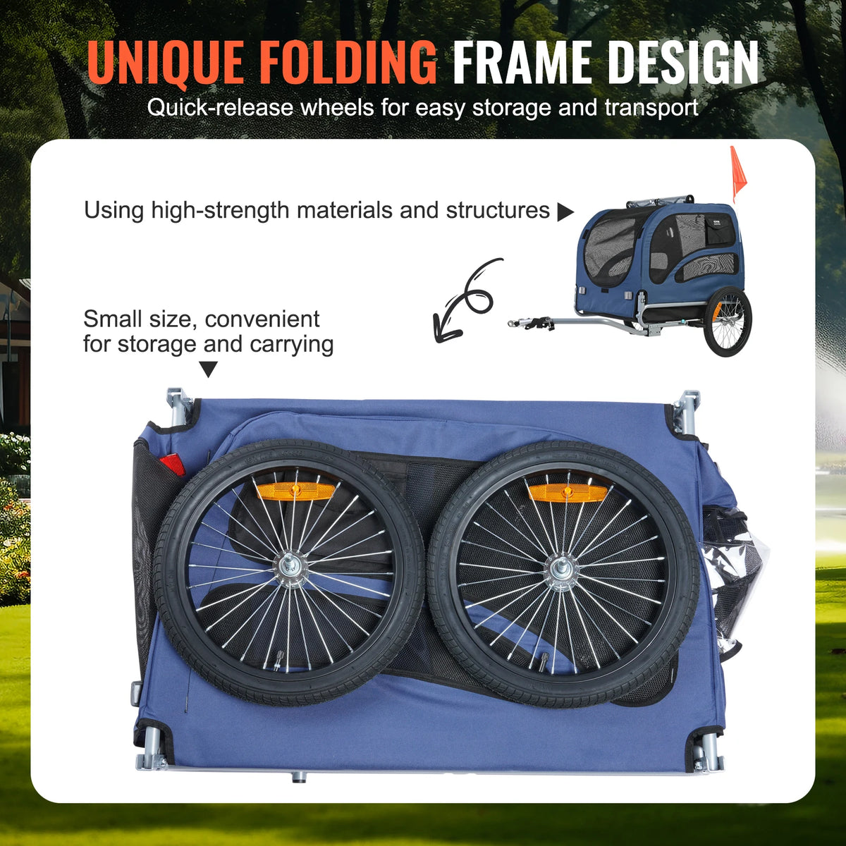 SucceBuy 100 lbs Dog Bike Trailer Pet Cart Bicycle Carrier with Coupler Reflectors Flag Collapsible to Store for Dogs Travel