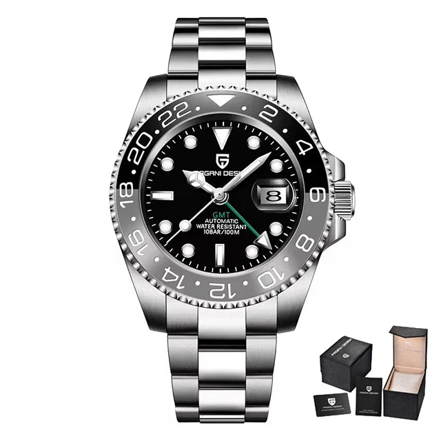 PAGANI DESIGN Gift Men's Watch GMT 40mm Mechanical Watch Top Brand Stainless Steel Waterproof Business Automatic Watches for Men