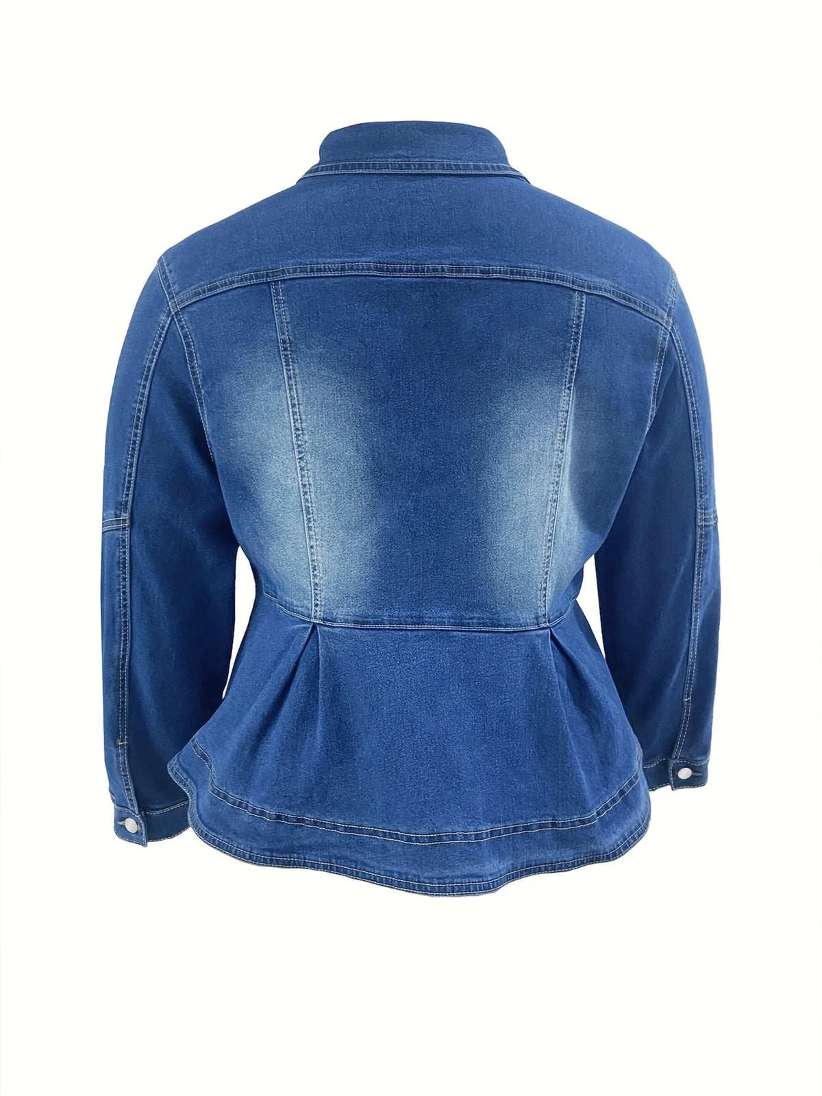 plus Size Women's Short Denim Jacket Elegant Waist-Cinching Design Washed Comfortable plus Size Women's Denim Jacket