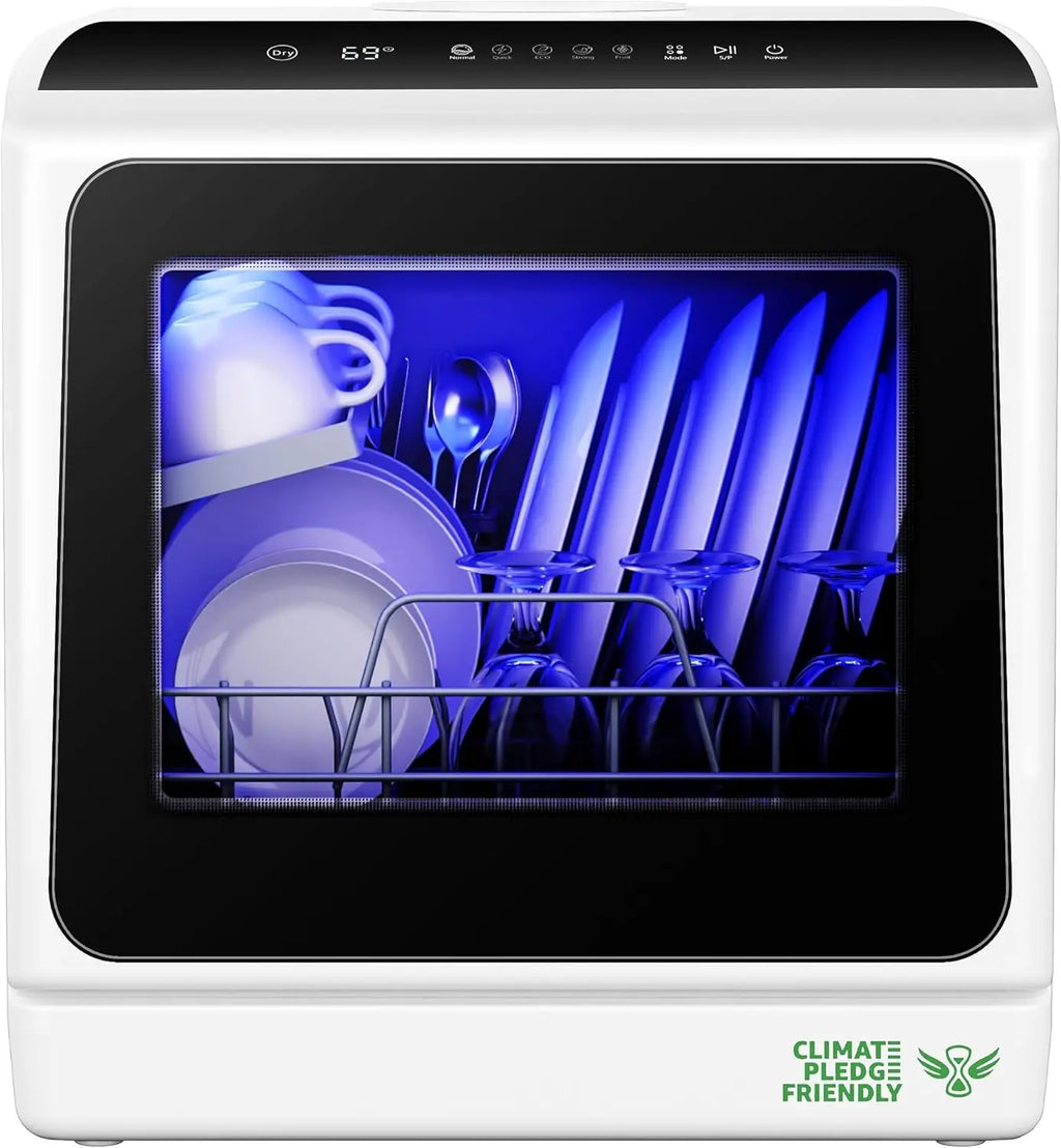 Portable Countertop Dishwasher with 6 Programs, 5L Built-in Tank, No Hookup Needed for Apartments & RV