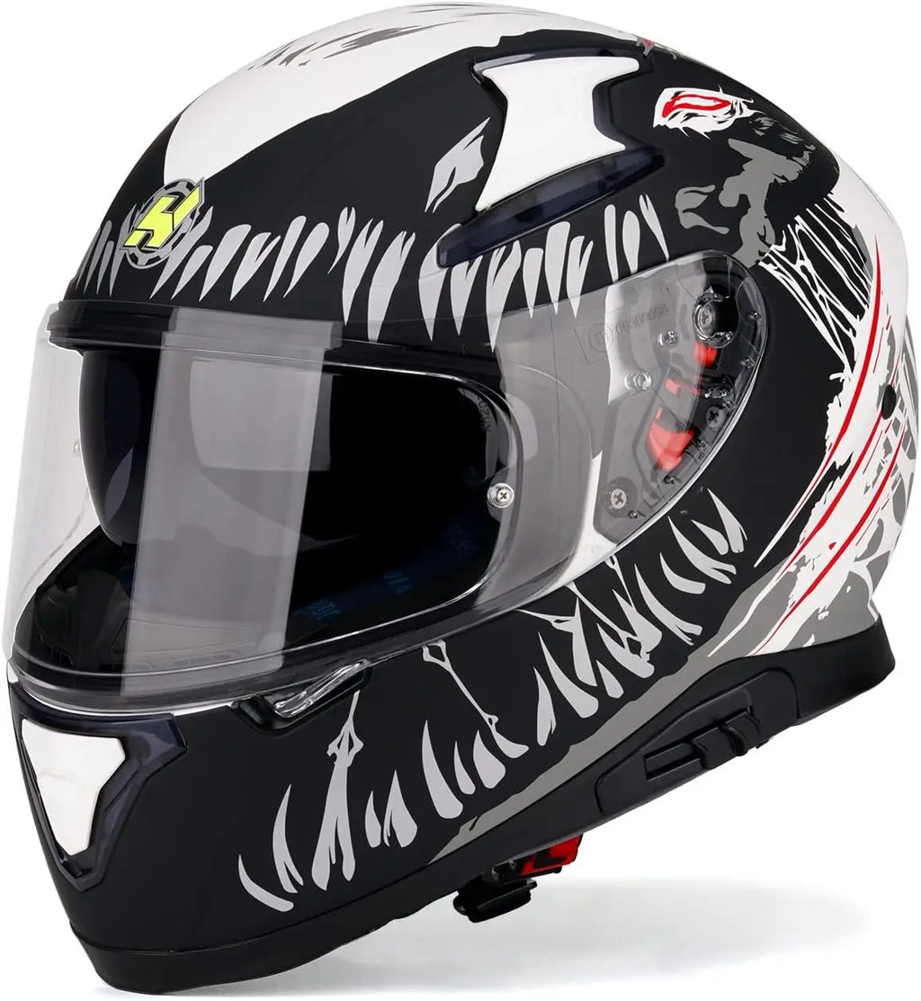 Full Face Motorcycle DOT Approved Helmet with Dual Rear Wing and Pinlock Ready-Lightweight and Durable Motorbike Street Bike Hel
