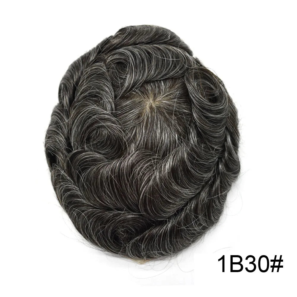 Mens Toupee Full Poly 0.10mm Injection Pu Human Hair System Hairpieces Male Hair Prosthesis Male Wig for Hair Loss Solution