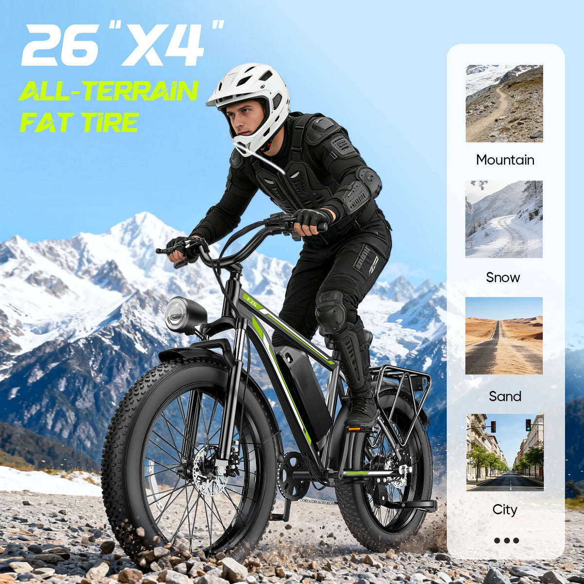Keemigo 1000W Powerful Motor Electric Bike 20*4'' Off Road Fat Tire 48V15.6Ah Battery 330lbs Max Load 31MPH Max Speed For Adult