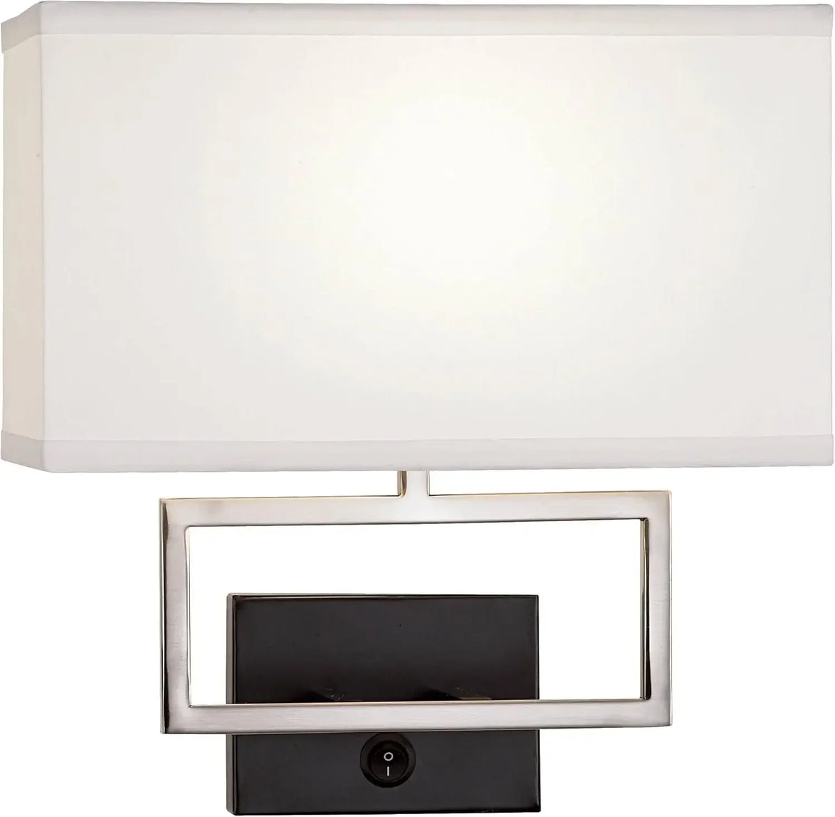 Trixie Modern Wall Lamps Set of 2 Brushed Nickel Plug-in 12" Fixture Rectangular Cotton Blend Fabric Shade for Bedroom House Rea