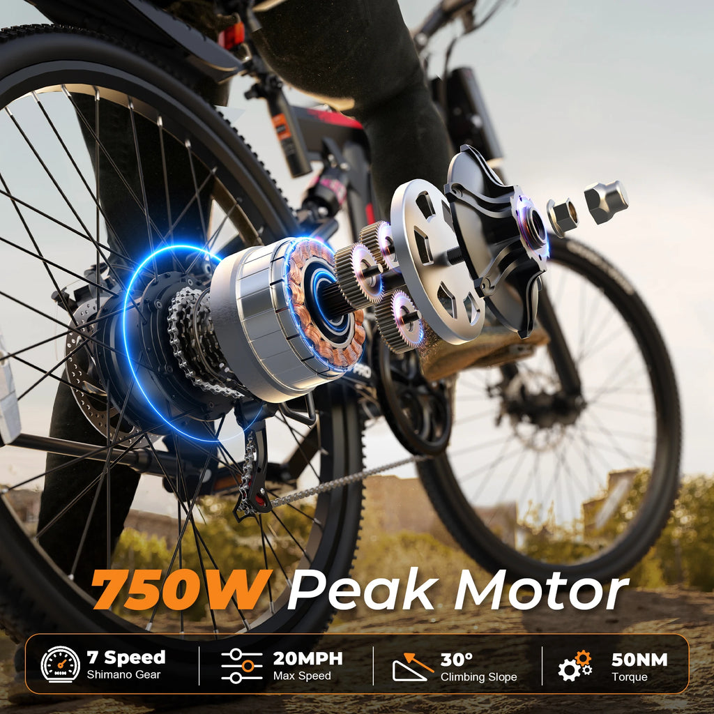 Varun M26-3 Pro Adult Electric Bike, 750W Peak Power, 48V 7.8Ah Battery, 26" Tire, 20MPH, E-bike UL 2849, 1 Year Warranty