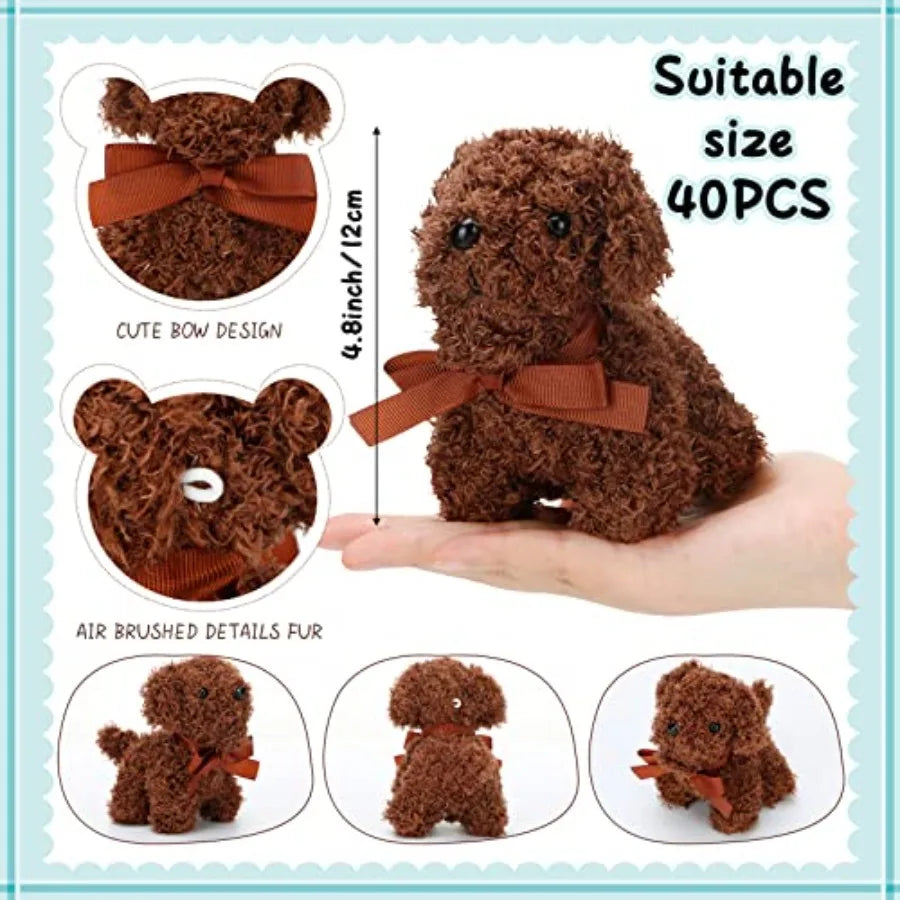 80 Pcs 5 Inches Valentines Mini Plush Dogs Bulk Stuffed Animal Puppy Toy in Soft Fleece for Party Favors Gift Bag Fillers Back