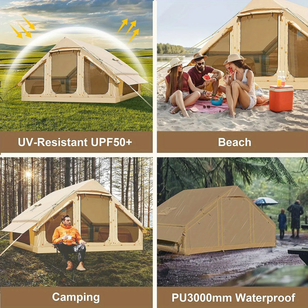 Inflatable Tents for Camping, Large Inflatable Camping Tent with Hand Pump, Easy Setup Tents for 4-6 People, Portable Glamping