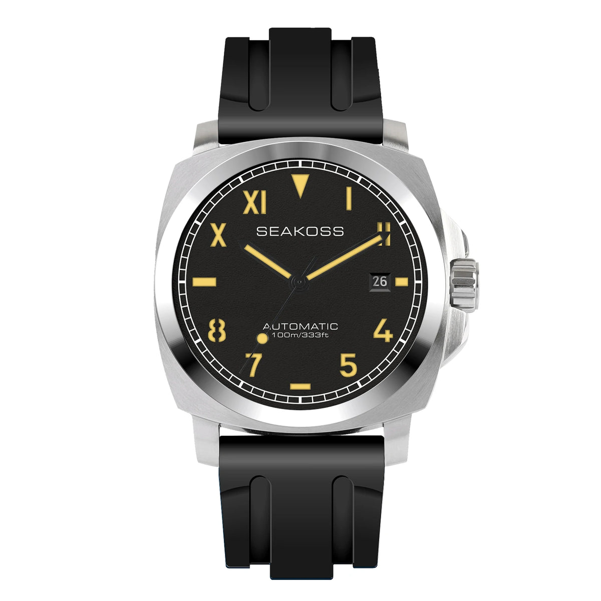 SEAKOSS 10ATM Men's Diving Watch Seagull ST1612 Movement Automatic  Watches for Men Luminous Calendar Sapphire Stainless Steel
