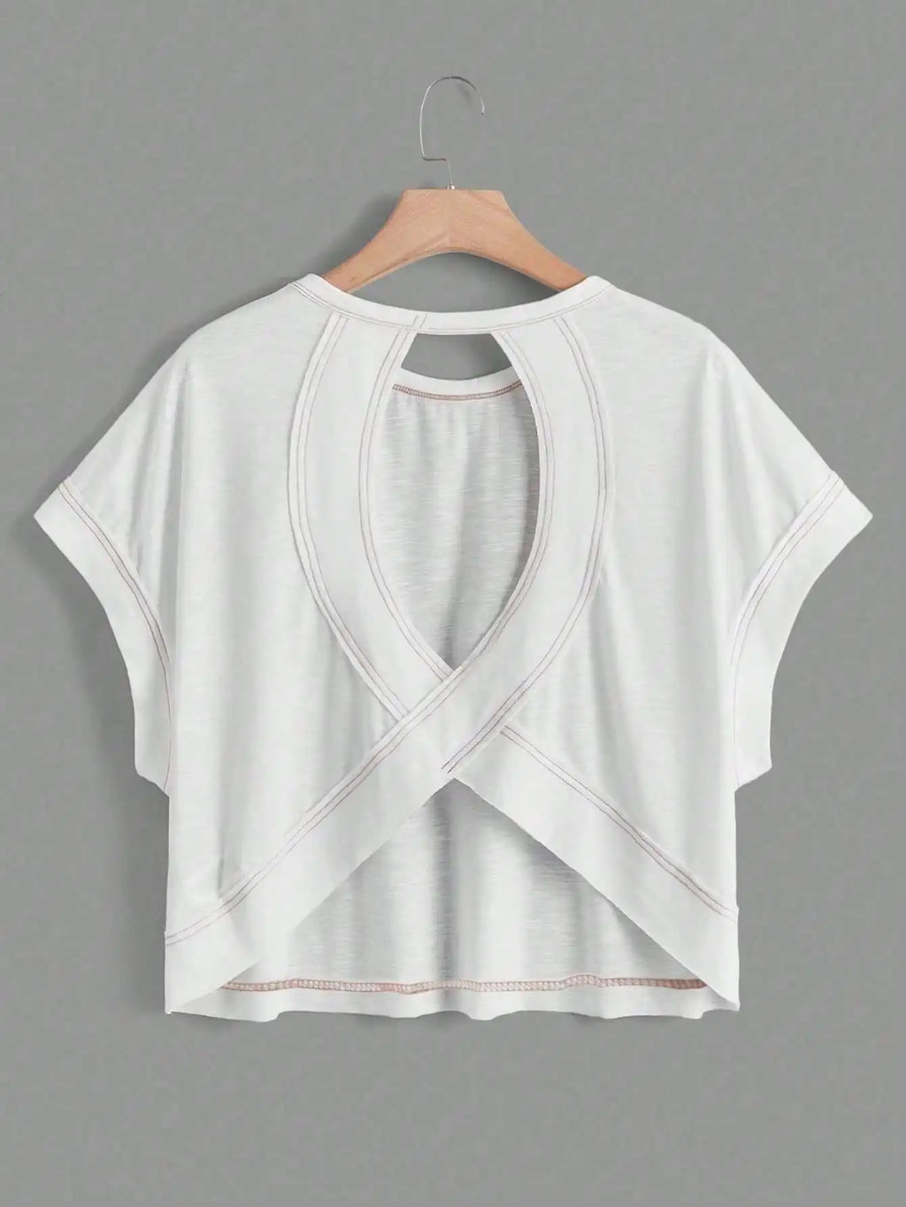 2-Pack Women's Cropped T-Shirt Set with Cut-Out Back & Drop Shoulder Design