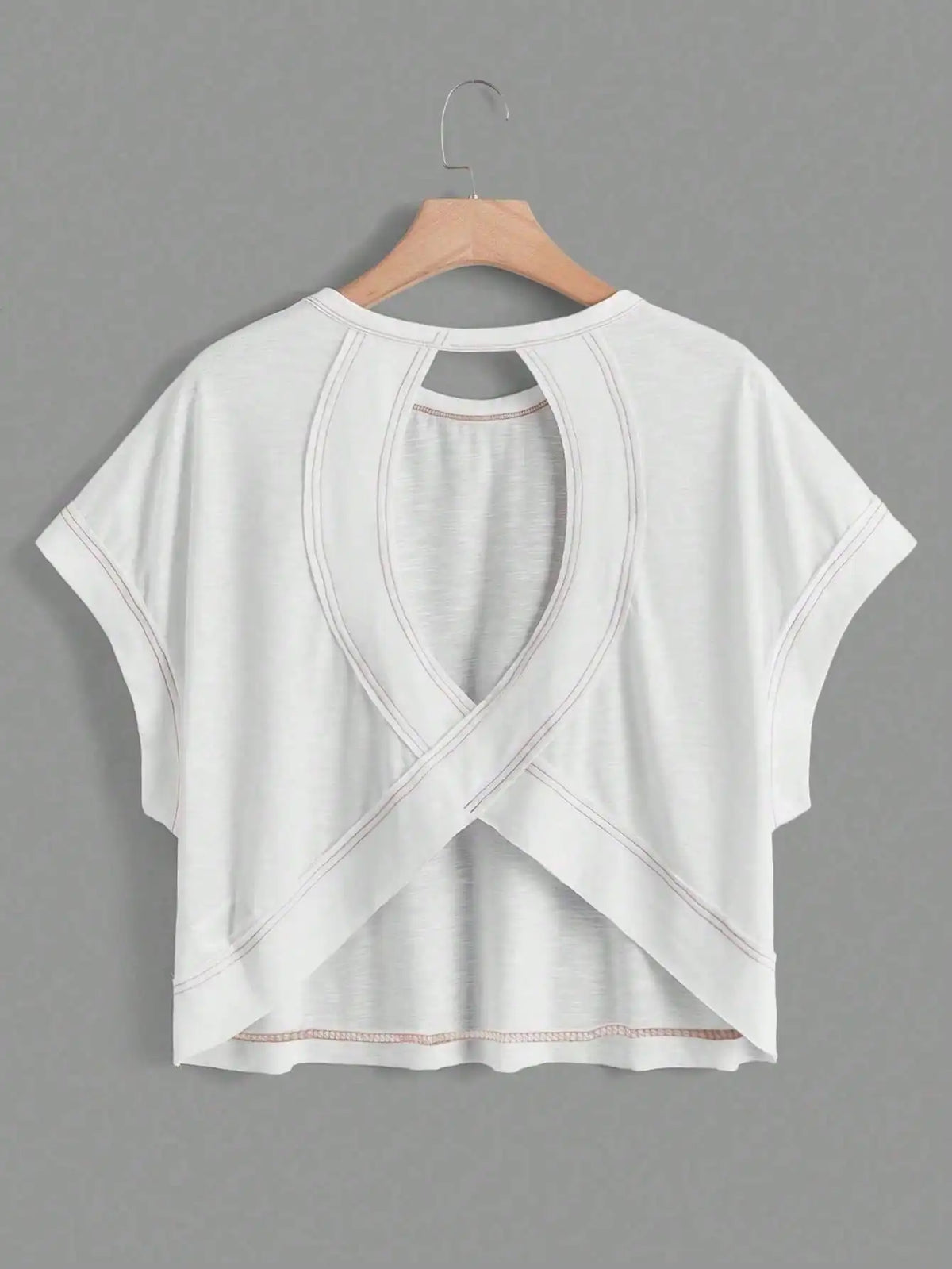 2-Pack Women's Cropped T-Shirt Set with Cut-Out Back & Drop Shoulder Design