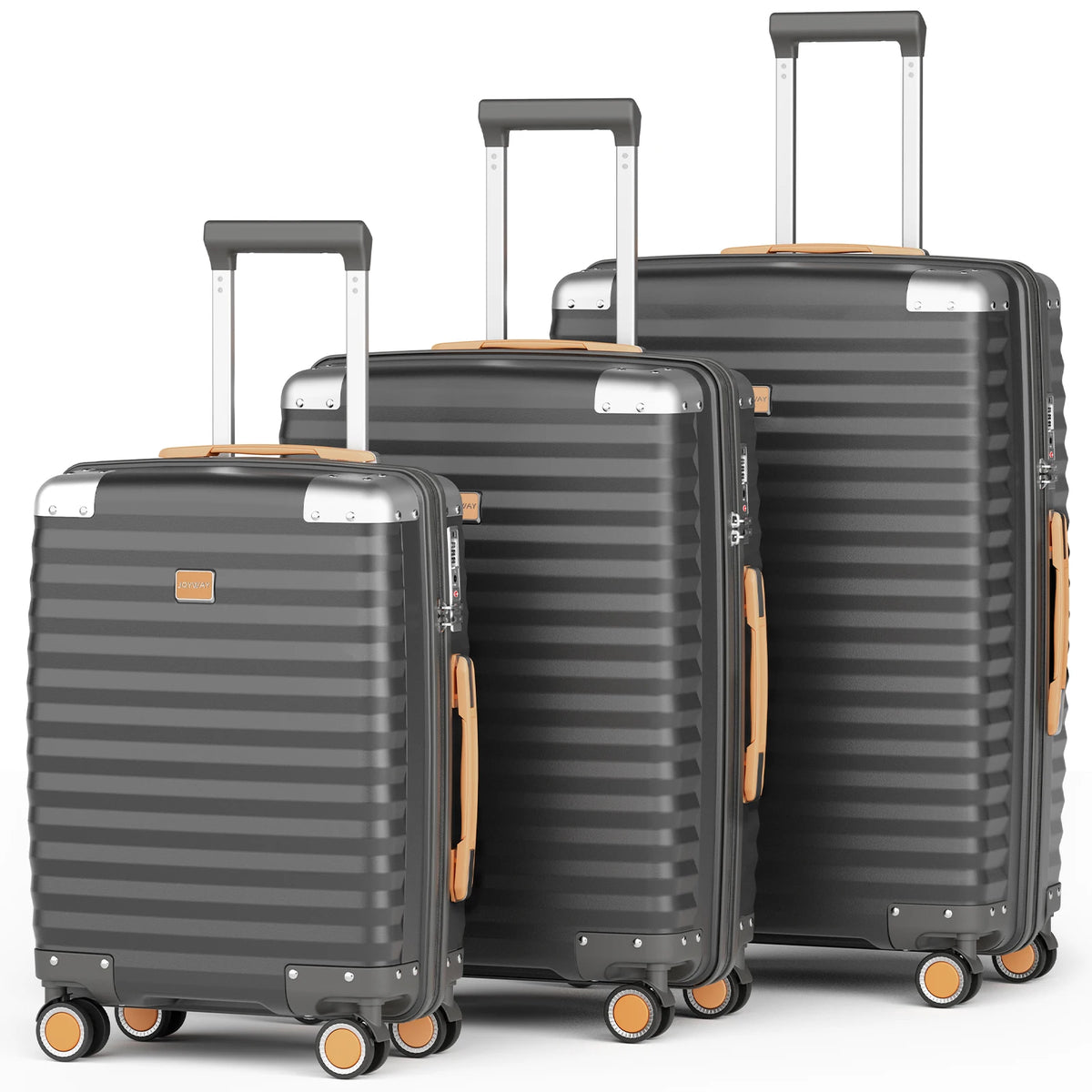 Joyway 1/3pcs Travel Luggage Suitcase, TSA Lock, Durable Lightweight PP Hard Shell Suitcase, Side Hooks, Corner Protectors